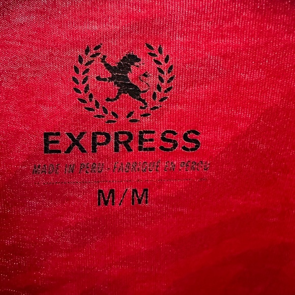 Express Men’s Red Graphic Short Sleeve Cotton Crew Neck T-Shirt Size Medium M - Picture 4 of 4